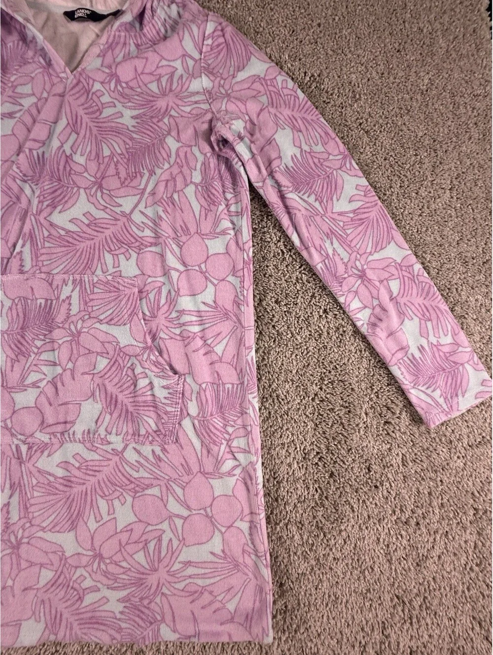 NWOT Lands’ End Girls Cover Up Swimwear Size XL 14-16 Purple Floral Hooded